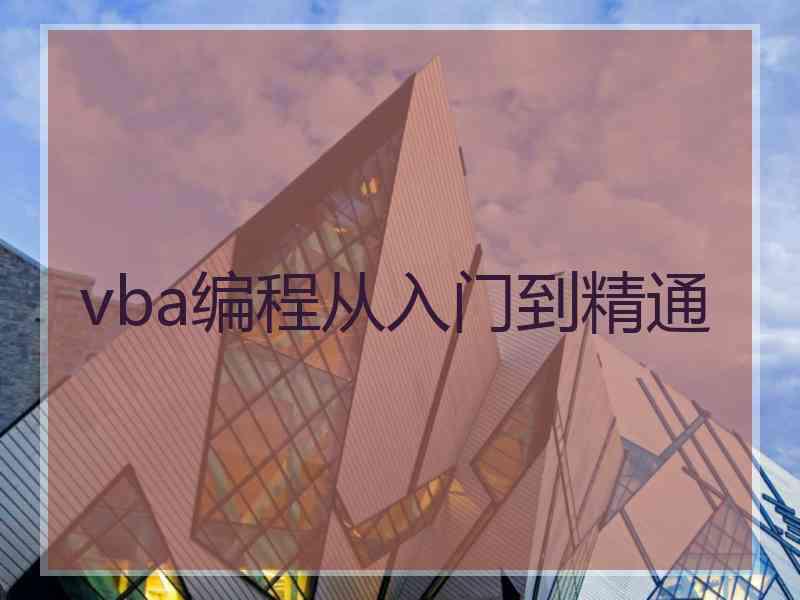 vba编程从入门到精通