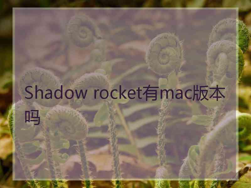 Shadow rocket有mac版本吗