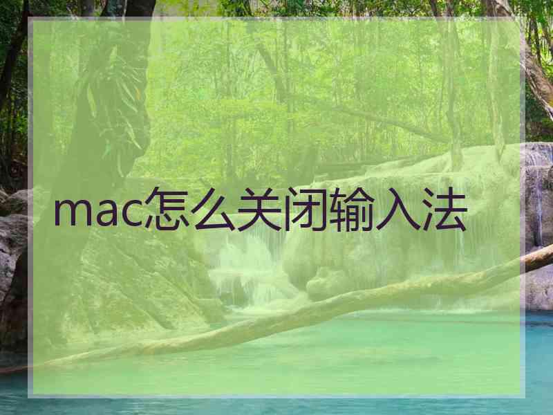 mac怎么关闭输入法