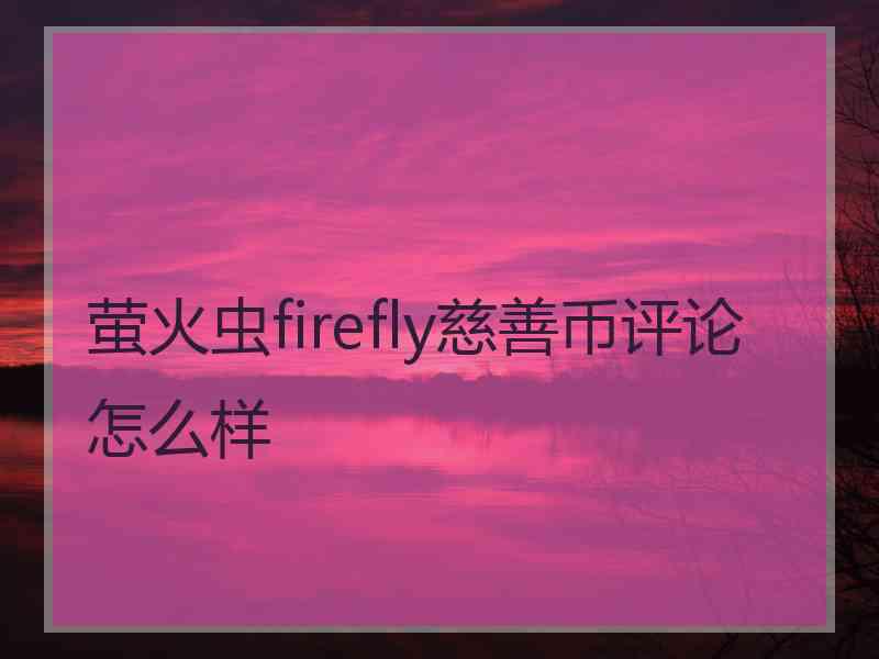 萤火虫firefly慈善币评论怎么样