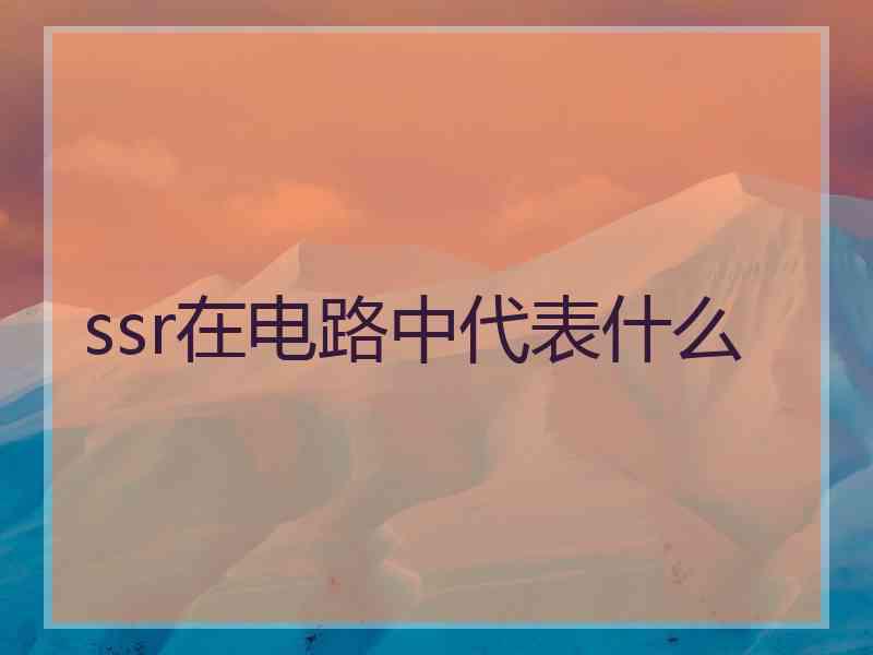 ssr在电路中代表什么