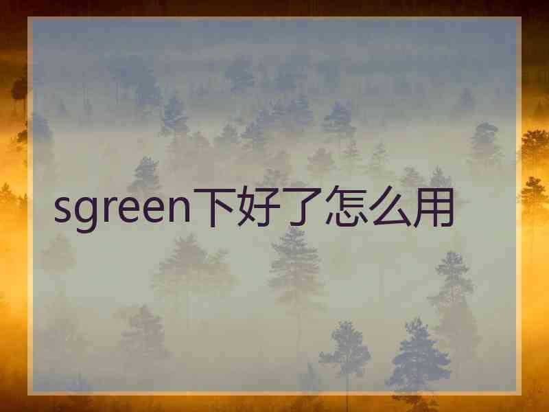 sgreen下好了怎么用