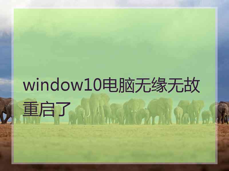 window10电脑无缘无故重启了