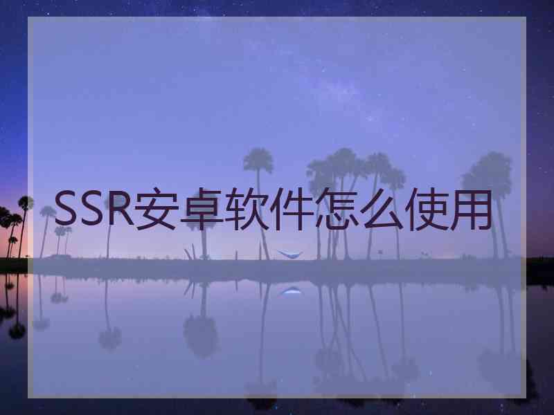 SSR安卓软件怎么使用