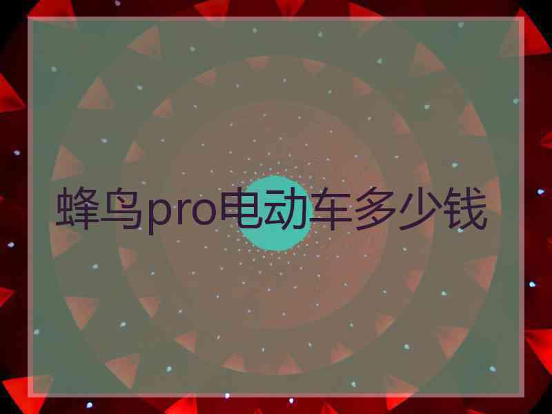 蜂鸟pro电动车多少钱