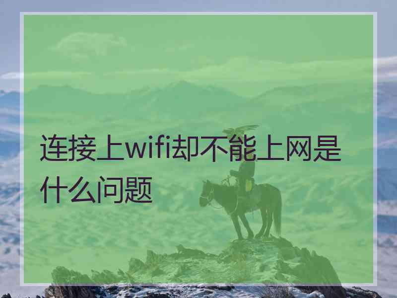 连接上wifi却不能上网是什么问题